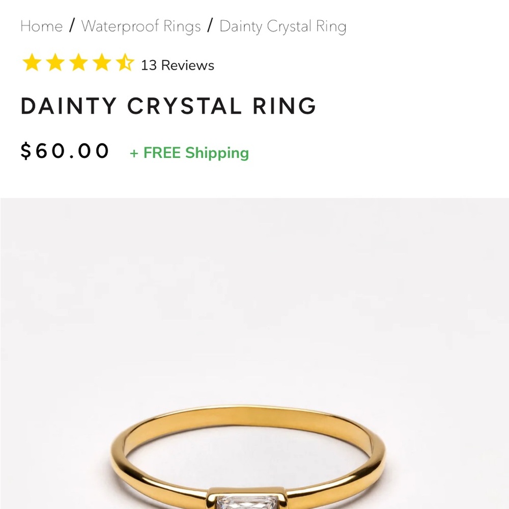 Dainty Crystal Gold Ring